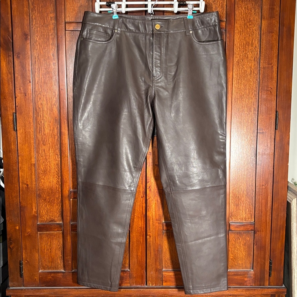 Sundance Women’s Brown Soft Leather Ankle Pants Sz. 32 - NWT - Picture 2 of 14